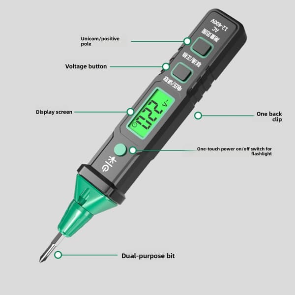 Elektriker Spänningstestare Digital LED-skärm Multifunktionella Säkerhetsdesigner