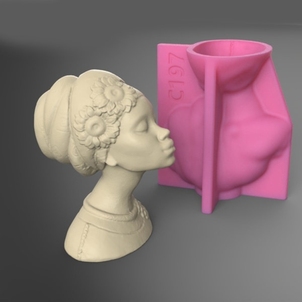Silikone stearinlysstøbeform med menneskehoved Hjemmelavet 3D menneskeportræt harpiks stearinlysforme