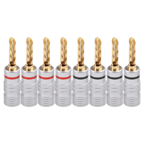 8 Stk Forgyldt kobber BFA 4mm Bananstik Adapter Wire højttalerstik