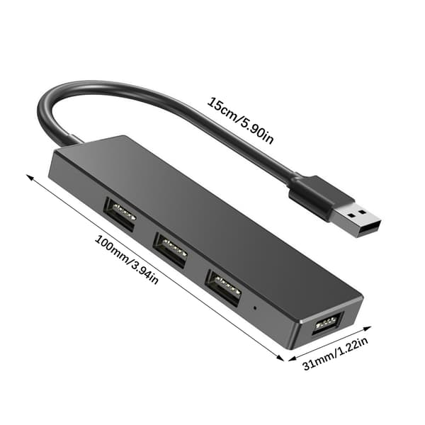Bærbar 4-ports USB2.0-forlengelseshub støtter 480 Mbps rask dataoverføring