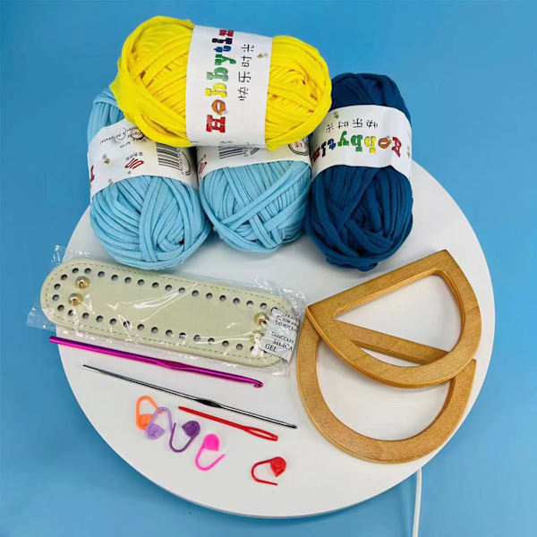 DIY håndlavet taske Retro stil håndtaske syning med syværktøj PU læder bund Hæklet håndtag Tasker Fremstilling af håndværkstilbehør Style 1