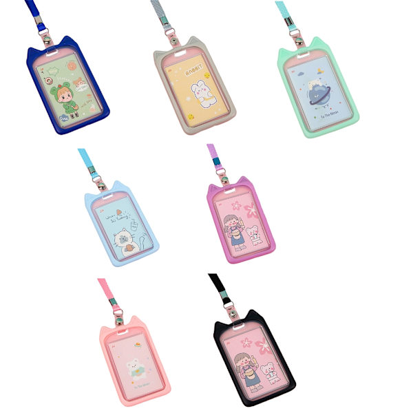 Silikonholder for katteøremerke med snor for kvinner Lady Girl Work Office Pink