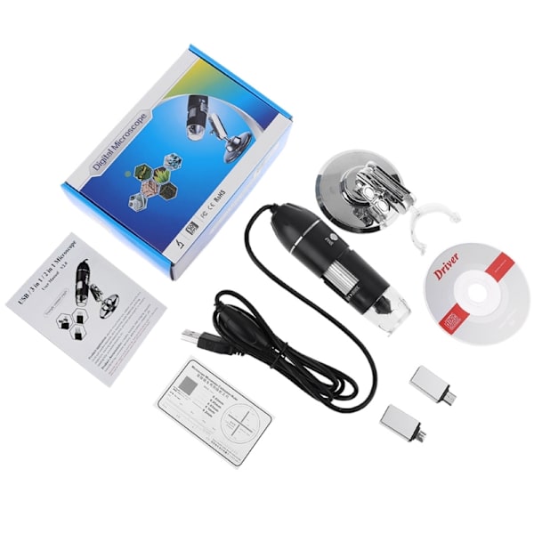 Kannettava 3-in-1 digitaalinen mikroskooppi 2 sovitinta OSX:lle Windowsille PC Type-C Micro-USB korujen tunnistamiseen