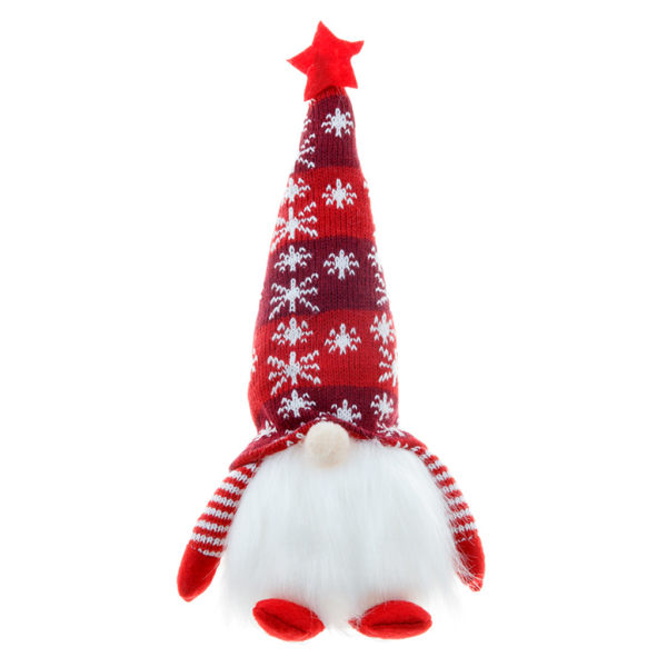 Julenisse med LED-lys Strikkede Stjerner Nisse Figur Plys Svensk Nordisk Tomte Skandinavisk Elf Decor