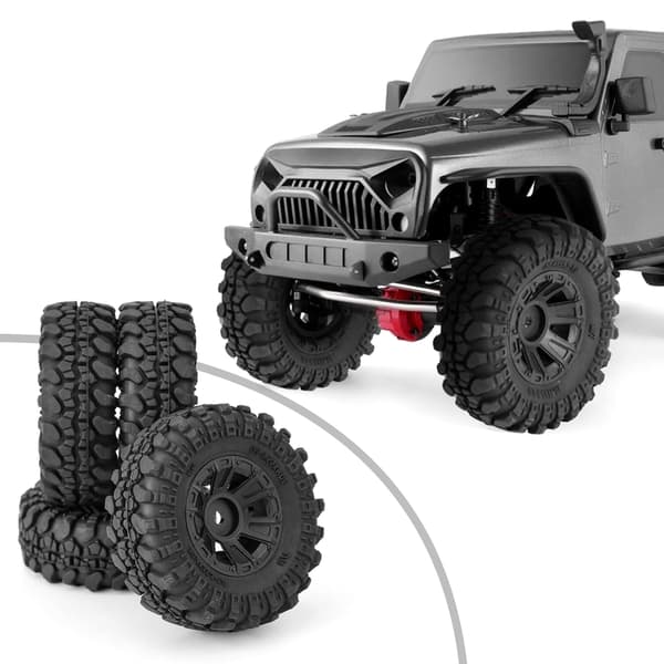 Starka plastbilersättningsdäck med 50 mm diameter för SCX24-modeller