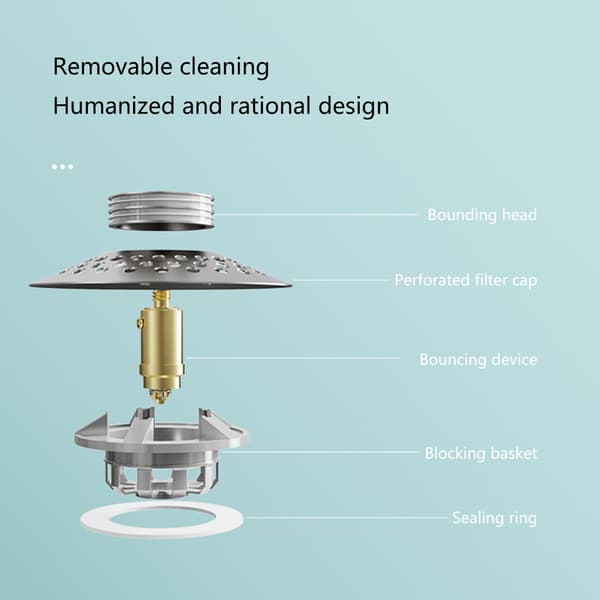 Holdbart afløbsdæksel til badekar med anti-tilstopningsfilter Vask afløbsprop Pålidelig badekarprop Legering+messingprop Ingen bevægelse