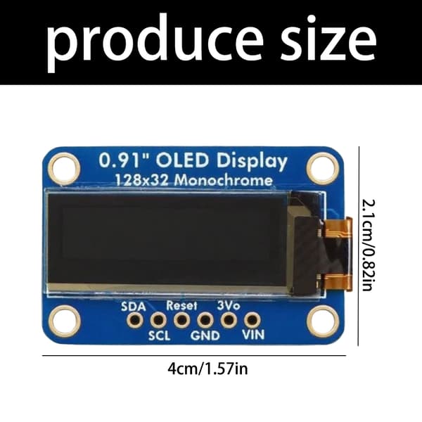 0.91-tums 128x32 Monokrom Skärmmodul I2C Kommunikation Låg Effekt