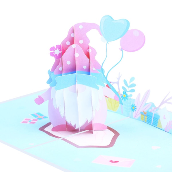 3D för pop-up-kort Alla hjärtans dag Gnome gratulationskort för hustru make älskare Vykort med kuvert för bröllop alla tillfällen Red