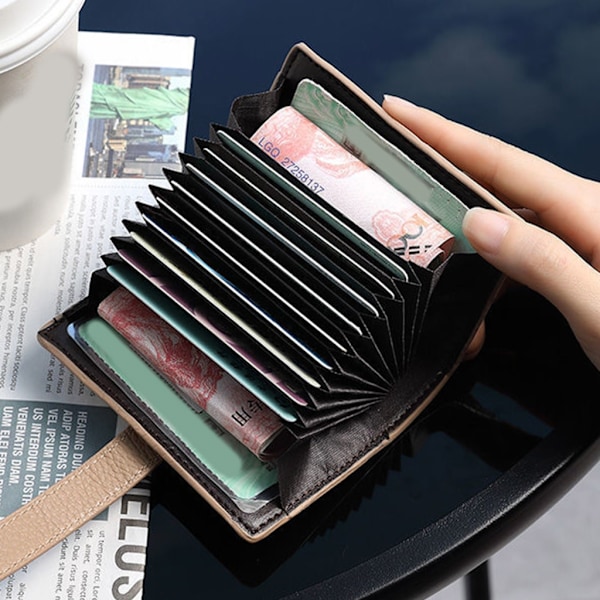 Lychee Texture Pocket Card Holder Kortholder Bankkort Pung Portable Light Grey