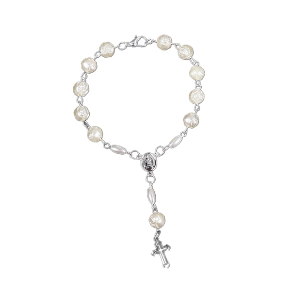 Rosenkrans pärlor katolska för kvinnor Rosenkrans armband för kors berlocker religiösa hängslen