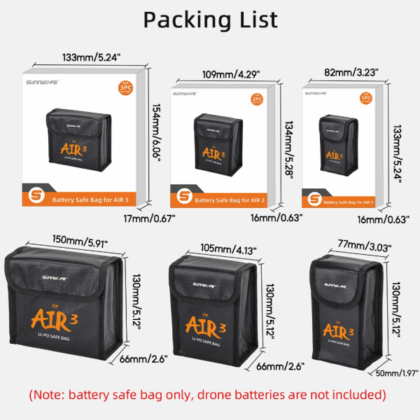 Bärbar batterisäkerhetsväska för AIR 3 batterier Brandsäker och läckagesäker påse Protect Perfekt för case null - 1