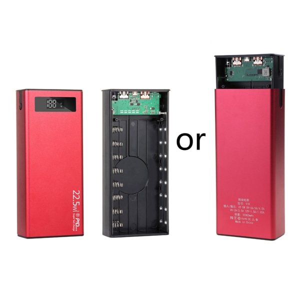 Aftagelig gør-det-selv Power Bank Box 18650 Flad til hovedbatterioplader ydre til etui Mikro/telefon/Type-c Input Port Power Ban