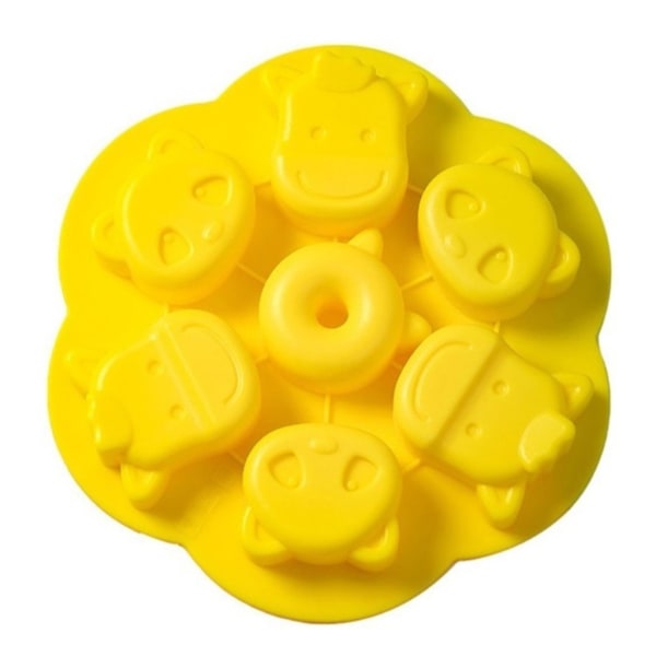 Silikonmaterial Form Muffin Cupcake Bakpanna Non Stick Diskmaskin Mikrovågssäker Silikonbakning Molds Yellow - Cows