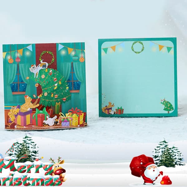 Julkort Jul Katt Tema Pop Up 3D Grattiskort med Kuvert