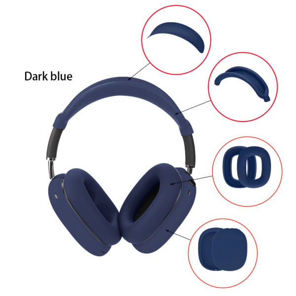 Headset Silikon Öronkuddar Pannband för AirPodsMax hörlurar 360° Fullständigt skydd Transparent purple