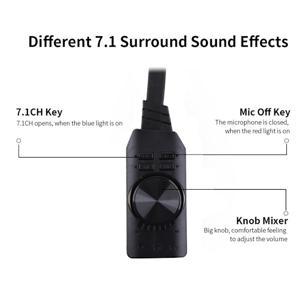GS3 Virtuelt 7.1 Kanals Lydkort Adapter USB Audio 3.5mm Headset til Notebook