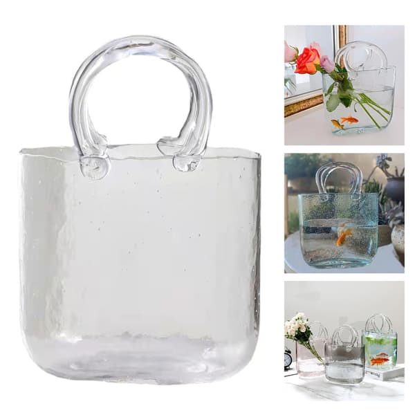 Vase i klar glas til akvariumbeholder til bordplader Light Grey