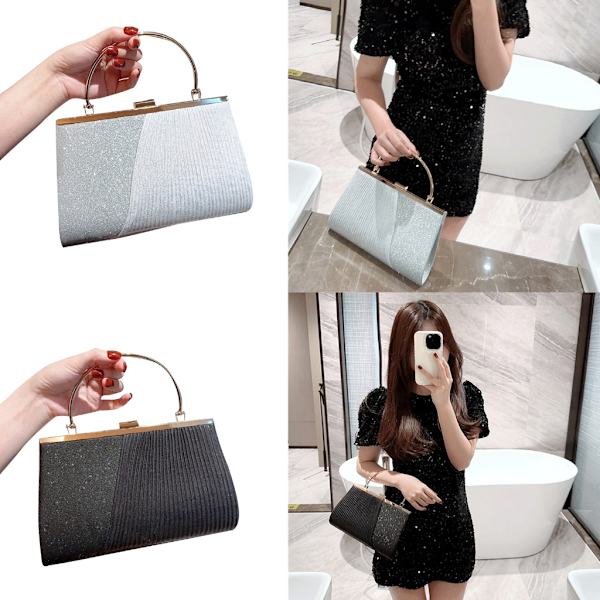 Naisten laskostettu iltalaukku Glitter-olkalaukku Muoti Clutch-kukkaro juhliin Silver
