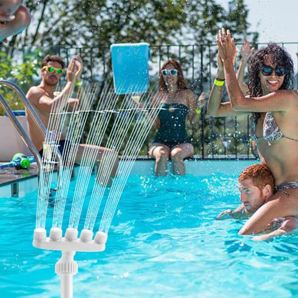 Justerbar poolfontæne med 5 dyser, poolvandfaldsspreder til fiskedam