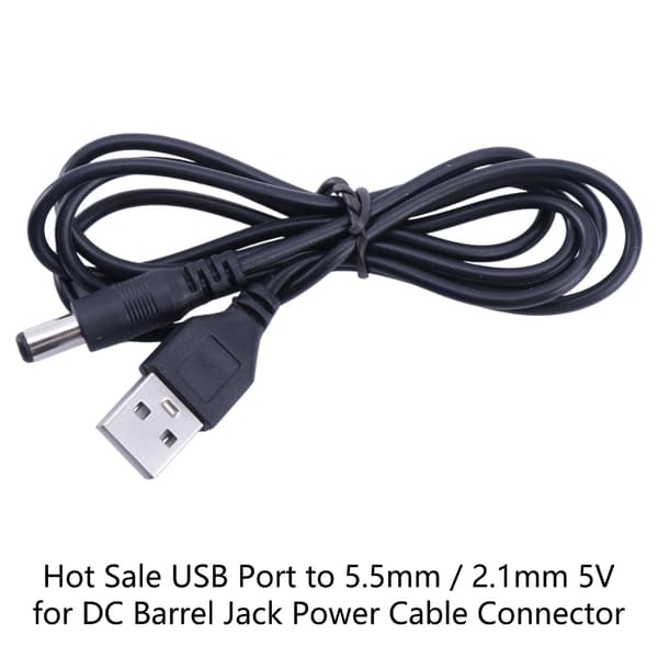 USB Han til 2.1mm 5.5x2.1mm Stik 5 Volt DC Oplader Strømkabel Ledning