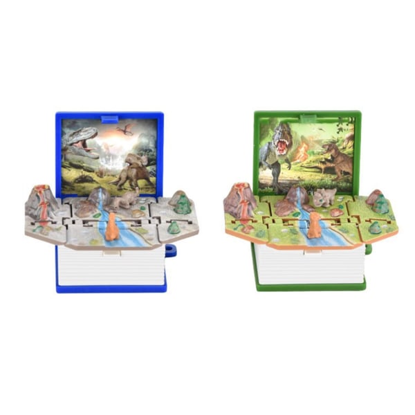 Nyhet 3D Dinosaur Toy Nyckelring Hänge Mini Pop-Up Nyckelring för barn Dinosaurier Vikbok Nyckelring Födelsedagspresenter Blue