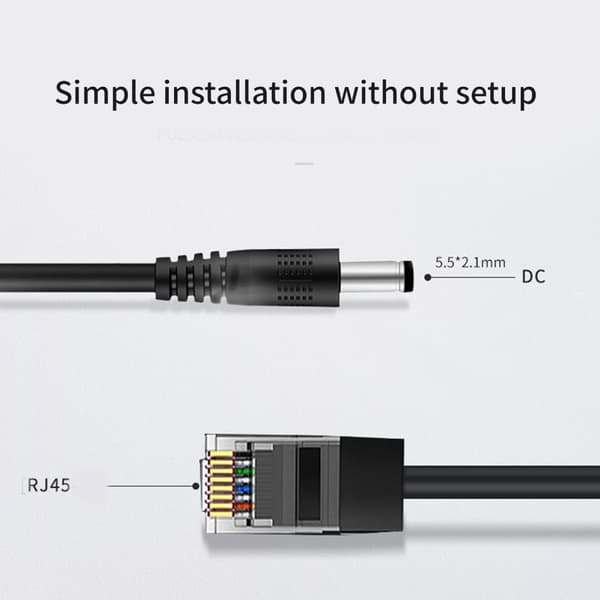 48V til 12V DC5.5x2.1mm POE Splitter Strømadapter til Netværksenhed