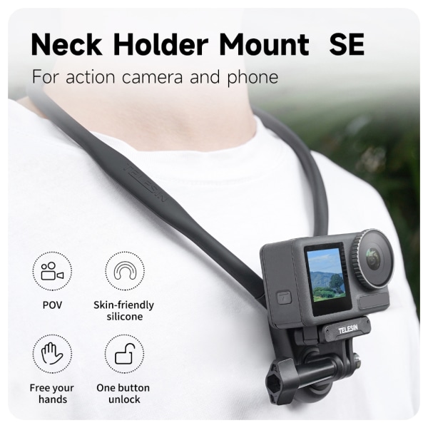 Selfie Halshållare Mount Lanyard Strap för Go Pro Hero 11 10 9 8 7 Insta360
