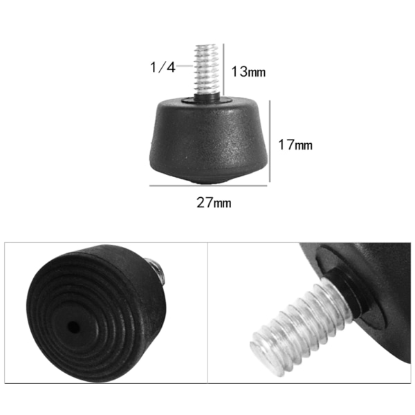 Universal Anti-slip 3/8 eller 1/4 tums stativ Monopod Gummi Foot Spike för Andoer M8 Large