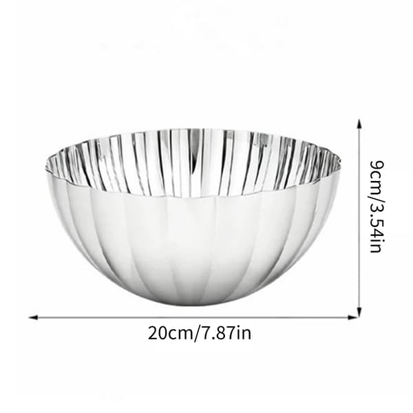 Fruktskål i 304 rustfritt stål, blank finish, dekorativ bordserveringsskål