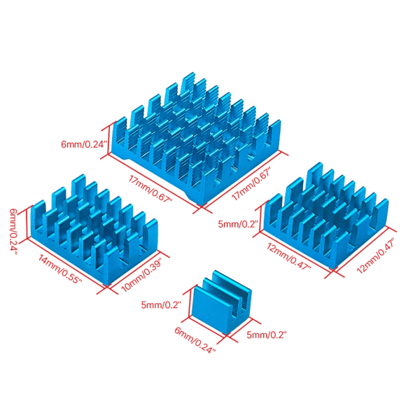 Kylflänsar för RPI 5 Board Kylfläns kylare Aluminium kyldyna kit Passiv kylplatta CPU-kylning Blue