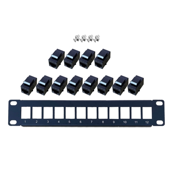 Ethernet Patch Panel CAT5e 12-portars RJ45 Vägg- och rackmonterad Keystone Jack-modul