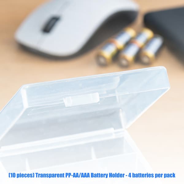 10 stk. klar batteriopbevaringsboks til 2A 3A batterier med sammenlåsende design