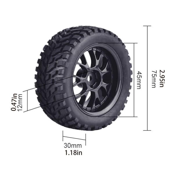 Modellbil Gummi Buggy Däck Hjul Däck för DLT016 Billeksak 1/10 Kit