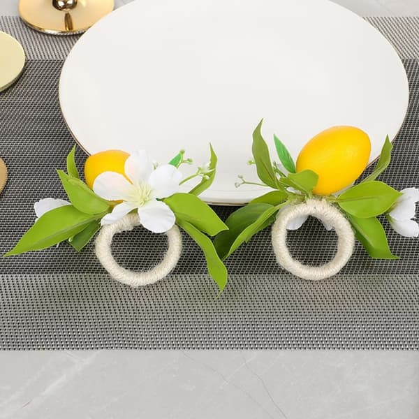 Förpackning med 6 citronblomservettringar till bröllopsmiddagsdukningstillbehör