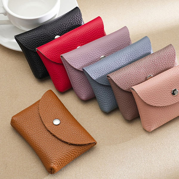 Mode läderkort Hållare Plånbok Byte Pocket Myntväska för män kvinnor Red Single layer