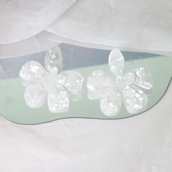 Mode Akryl Store Blomster Øreringe Blomster Stud Øreringe Elegant Smykker White
