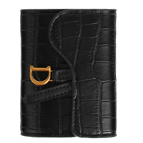 Kontanthållare Kvinna Flicka Kort typ Myntväska Clutch Alligator Texture Wallet Black