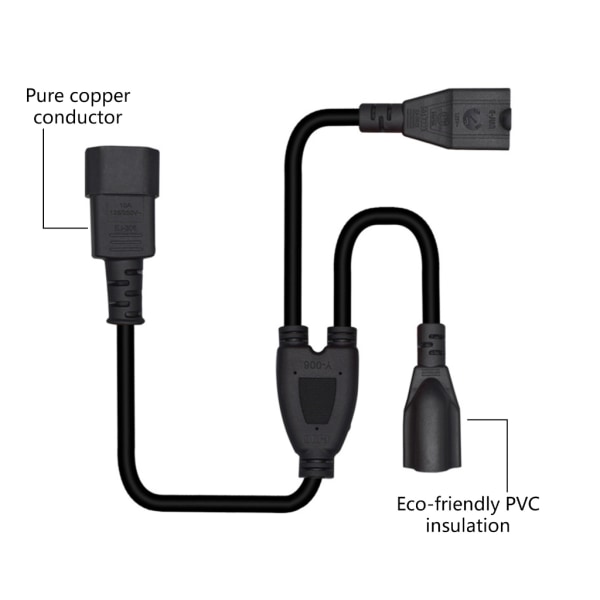 IEC320 C14 till 2x5-15R US Standard Socket Splitters Adapterkabel för PDUs UPS