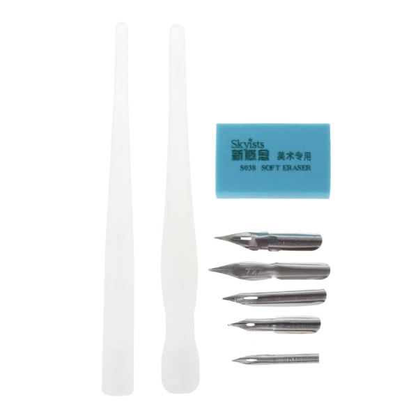 Manga Dip Pen Hållare Set Comic Ritning Målarverktyg Kit Kalligrafi + 5 Nibs Black