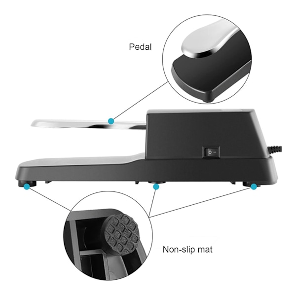 Sustainpedal for Roland Korg elektroniske keyboard, støttepedal for piano Silver