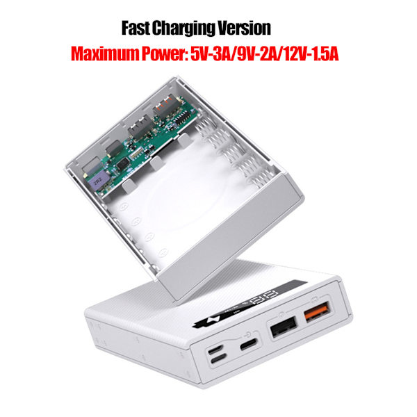 QC3.0 PD 5x18650 Batterier DIY Power Bank Box Hållare för case Snabbladdare för skal Löstagbar LCD-skärm DIY-tillbehör