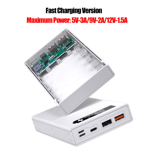 QC3.0 PD 5x18650 Batterier DIY Power Bank Box Holder til Case Hurtigoplader til Shell Aftagelig LCD Display DIY Accessor