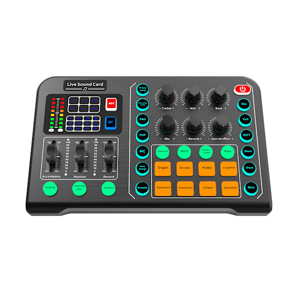 Professionelt Live Sound Card Noise Reduction Soundboard Sound Mixer Board Lighting Effect Live Sound Card Voice Changer
