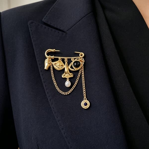 Ukonventionel udtryksfuld ansigtsbroche til edgy styling