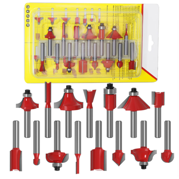 15 stk 1/4 tommers fresebitsett trimming rett fres for trekapping