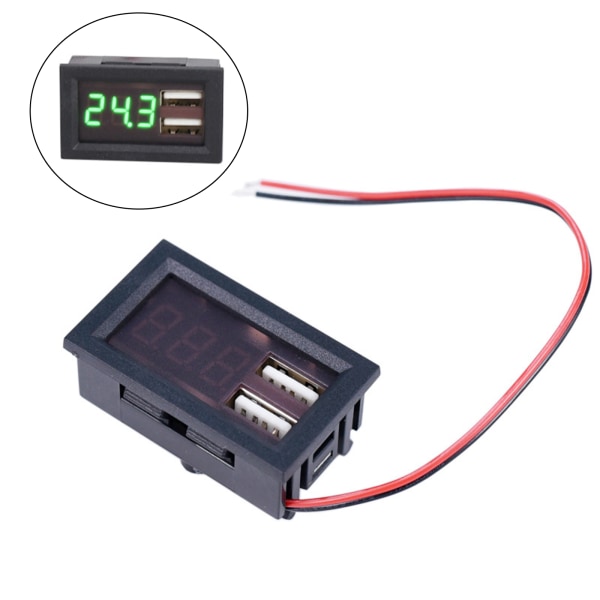 LED Digital Display Voltmeter Dual USB Output Voltage Meter Batteri Tester Panel