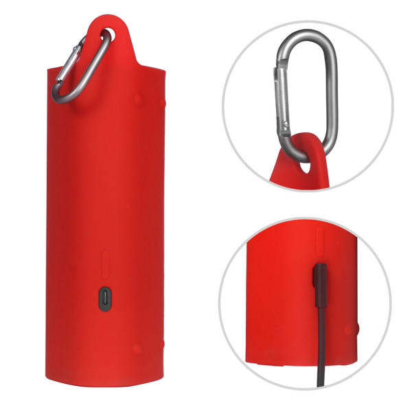 Färgglad dammsäker silikonskyddskinn för case Cover för skal med karbinhake för Sonos Roam Bluetooth-kompatibel Red