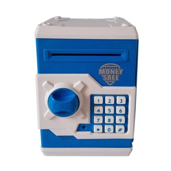 Spargris kontantmyntburk bankomatbank elektronisk myntpengarbank, sparbox med lösenordskodlås för barn - varm present, bästa Blue and white
