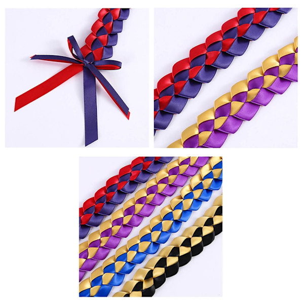 Flettet bånd leis justerbar bånd halskæde graduation bånd leis 4