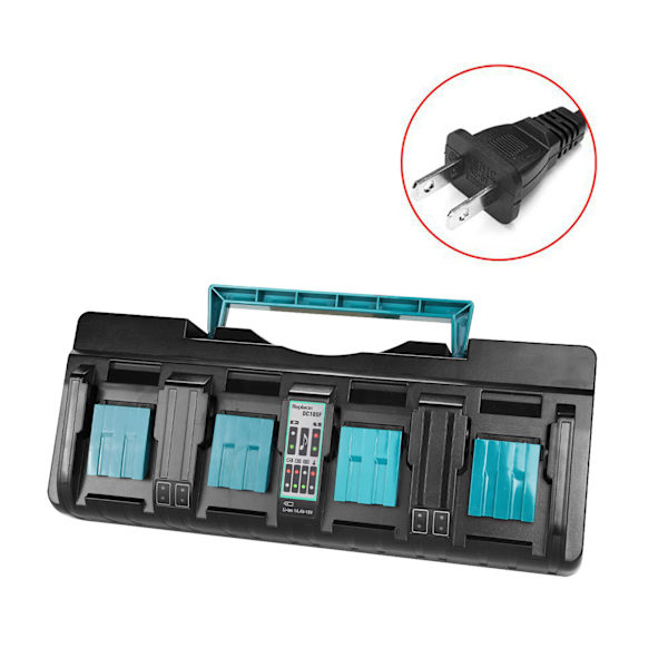 USA/EU 4-portslader for Li-Ion-batteri 14,4V 18V 3A Hurtiglader BL1820 BL1830 BL1850 BL1430 Li-Ion-batterilader